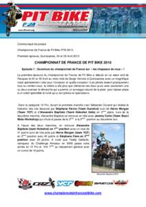 communiqué  Championnat de France pit bike Cp concept, Quinssaines