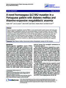 A novel homozygous SLC19A2 mutation in a Portuguese patient with diabetes mellitus and thiamine-responsive megaloblastic anaemia