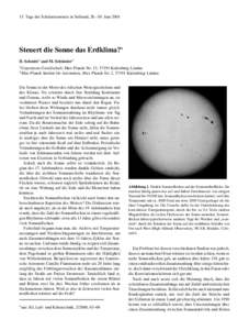 15. Tage der Schulastronomie in Sohland, 28.–30. Juni[removed]Steuert die Sonne das Erdklima?∗