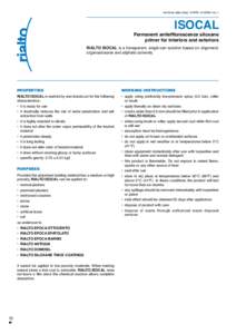 technical data sheet 41/P/RI[removed]rev. 1  ISOCAL Permanent antiefflorescence siloxane primer for interiors and exteriors RIALTO ISOCAL is a transparent, single-can solution based on oligomeric
