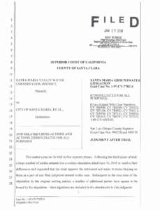 JAN[removed]SUPERIOR COURT OF CALIFORNIA COUNTY OF SANTA CLARA  SANTA MARIA VALLEY WATER