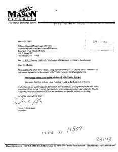 w.&jg VITAMINS March 21,2003 Office of Special Nutritionals (HF-450) Center for Food Safety and Applied Nutrition