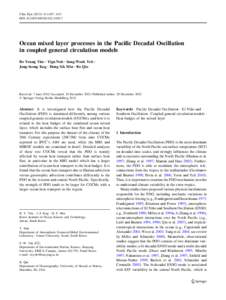 Physical oceanography / Climatology / Oceanography / Aquatic ecology / Pacific decadal oscillation / Tropical meteorology / Sea surface temperature / Ekman velocity / Ocean dynamics / Atmospheric sciences / Meteorology / Earth