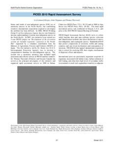 North Pacific Marine Science Organization  PICES Press Vol. 19, No. 1 PICES 2010 Rapid Assessment Survey by Graham Gillespie, John Chapman and Thomas Therriault