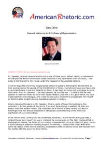 Speaker of the House of Commons / Westminster system / Tom DeLay / United States House of Representatives / Republican National Convention