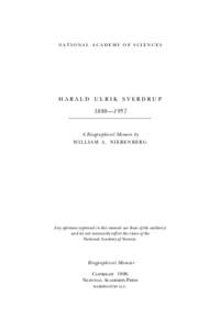 national academy of sciences  Harald Ulrik Sverdrup 1888—1957