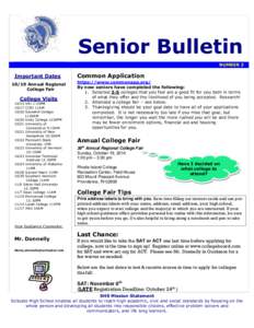 Senior Bulletin NUMBER 3 Important Dates[removed]Annual Regional College Fair