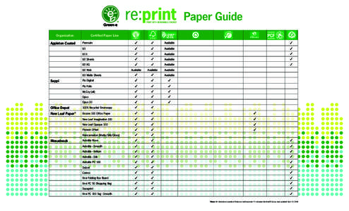 Paper Guide Organization Appleton Coated  Certified Paper Line