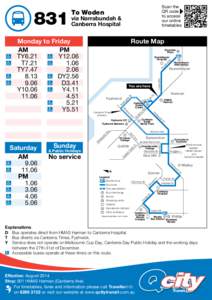 To Woden  via Narrabundah & Canberra Hospital  Route Map