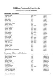 EUI Phone Numbers by Dept./Service Updated version can be found at www.eui.eu/Directory Department of Economics Abraham Arpad Adda Jérome