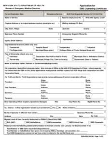 Application for EMS Operating Certificate