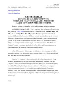 FOR IMMEDIATE RELEASE: February 5, 2015  CONTACT: Rusty Barnes 