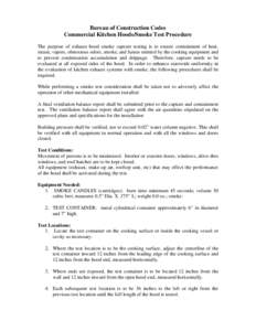 Bureau of Construction Codes - Commercial Kitchen Hoods/Smoke Test Procedure