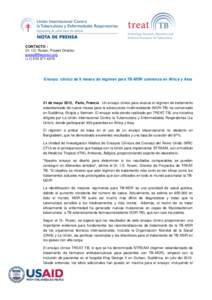 CONTACTO : Dr. I.D. Rusen, Project Director  (+Ensayo clínico de 9 meses de régimen para TB-MDR comienza en África y Asia