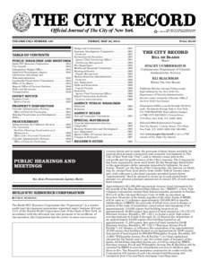 VOLUME CXLI NUMBER 100	  TABLE OF CONTENTS PUBLIC HEARINGS AND MEETINGS  Build NYC Resource Corporation������������������������ 1941