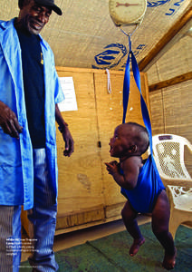 At the IRC-run Treguine Camp health centre in Chad, a lively young Sudanese refugee is being weighed.