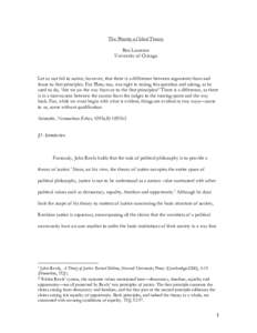 The Priority of Ideal Theory Ben Laurence University of Chicago Let us not fail to notice, however, that there is a difference between arguments from and those to first principles. For Plato, too, was right in raising th