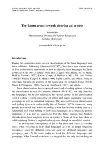 Africa & Asia, No 1, 2001, pp[removed]Dept of Oriental and African Languages, Göteborg University ISSN[removed]The Bantu area: (towards clearing up) a mess