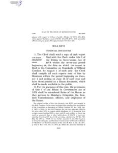 RULES OF THE HOUSE OF REPRESENTATIVES § 1103 Rule XXVI  ployees with respect to bribery of public officials (18 U.S.C. 201–203),