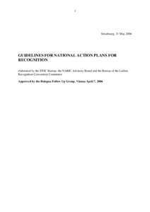 1  Strasbourg, 31 May 2006 GUIDELINES FOR NATIONAL ACTION PLANS FOR RECOGNITION