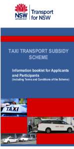 Tax Transport Subsidy Scheme Information Booklet for Applicants and Participants (including Terms and Conditions of the Scheme)