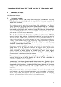 Minutes of the 6th ESME meeting on 5 December 2007