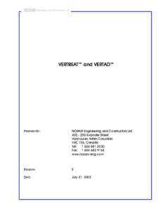 NORAM Engineering and Constructors Ltd.  VERTREAT™ and VERTAD™ PREPARED BY: