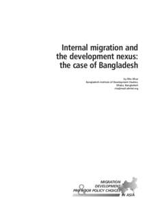 Internal Migration and the Development Nexus: the case of Bangladesh