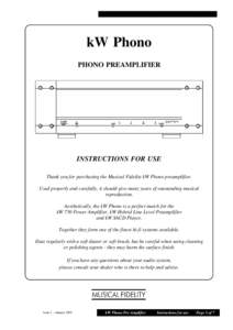 Microsoft Word - kW Phono Manual - 7 Jan 05.doc