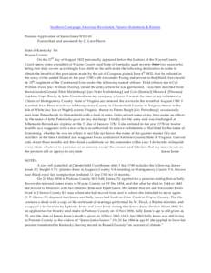 Southern Campaign American Revolution Pension Statements & Rosters Pension Application of James Jones W[removed]Transcribed and annotated by C. Leon Harris State of Kentucky Sct W ayne County On the 27th day of August 1832