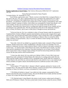 Southern Campaign American Revolution Pension Statements Pension Application of Jacob Fulmer, Natl Archives Microseries M804, Roll 1037, Application #W7343 Transcribed and annotated by Nancy Poquette Lexington District, 