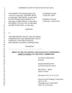 Amicus Brief: Nanopierce Technologies, Stephen Seitz, Jane Seitz, Kathy Knight-McConnel, James Stock, Marueen O'Sullivan, Helen Kolada vs. The Depositary Trust and Clearing Corporation, The Depository Trust Company,