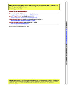 The International Union of Physiological Sciences IUPS Editorial III Akimichi Kaneko and Ole H. Petersen Physiology 22:, 2007. ; doi: physiolYou might find this additional info useful... This a