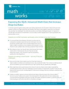 math works Exposing the Myth: Advanced Math Does Not Increase Drop Out Rates A common argument against raising math course-taking requirements for all students is that it will cause more students to drop out of high scho