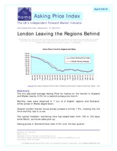 AprilAsking Price Index The UK’s Independent Forward Market Indicator Home Asking Price Index. Release date: 12th April 2010