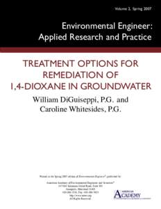 Volume 2, Spring[removed]Environmental Engineer: Applied Research and Practice  TREATMENT OPTIONS FOR