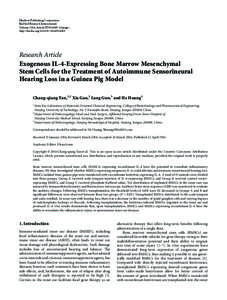 Exogenous IL-4-Expressing Bone Marrow Mesenchymal Stem Cells for the Treatment of Autoimmune Sensorineural Hearing Loss in a Guinea Pig Model