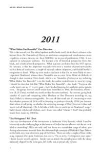 Music: What Happened?  2011 “What Makes You Beautiful” One Direction This is the second year I’ve added updates to this book, and I think there’s a lesson to be learned from The Timetables of History, an ambitiou