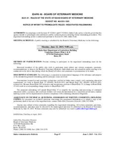 Government / Decision theory / Rulemaking / Negotiated rulemaking / Public administration / Veterinary physician / Public comment / Notice / Notice of proposed rulemaking / United States administrative law / Administrative law / Law