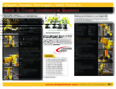 SUV & Truck Anchoring System Setting Up the System on a Straight Rail Setting Up the System on an Angled Rail In these examples the Right & Left Pivot Shaft Assemblies are shown. The Pivot Shafts were designed to accommo