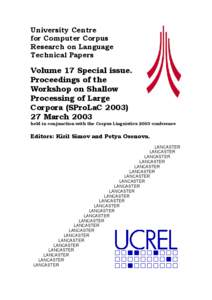 Discourse analysis / Computational linguistics / Linguists / Lancaster / Corpora / Treebank / Geoffrey Sampson / Linguistics / Applied linguistics / Corpus linguistics