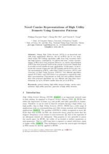 Novel Concise Representations of High Utility Itemsets using Generator Patterns