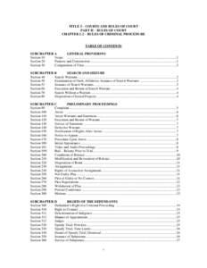 TITLE 3 – COURTS AND RULES OF COURT PART II – RULES OF COURT CHAPTER 2-2 – RULES OF CRIMINAL PROCEDURE TABLE OF CONTENTS SUBCHAPTER A