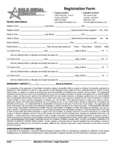 Registration Form Family Information Tempe Location  Chandler Location