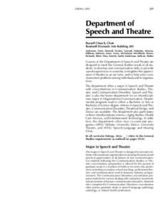 LIBERAL ARTS  Speech and Theatre 277 Department of Speech and Theatre