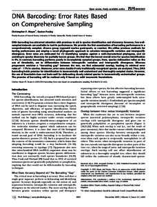 Open access, freely available online  PLoS BIOLOGY DNA Barcoding: Error Rates Based on Comprehensive Sampling