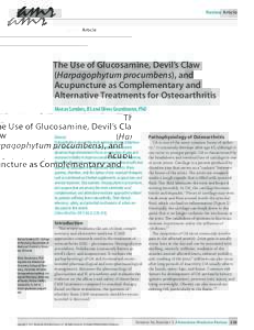 amr  Review Article The Use of Glucosamine, Devil’s Claw (Harpagophytum procumbens), and