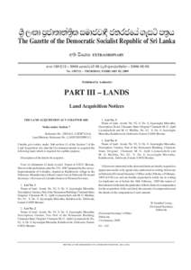 Dehiwala-Mount Lavinia / Land Acquisition Act / Law