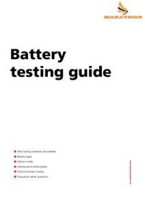 Battery testing guide WWW.MARATHONBATTERIES.COM  ▪ Why backup batteries are needed