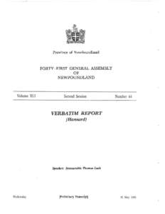 ----~  Province of Newfoundland FORTY- FIRST GENERAL ASSEMBLY OF